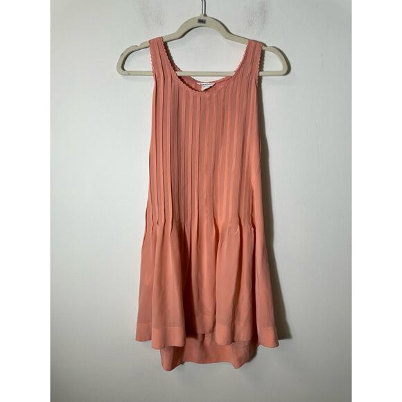Club Monaco Peach Silk Sleeveless Dress Sz 00 - Picture 1 of 3